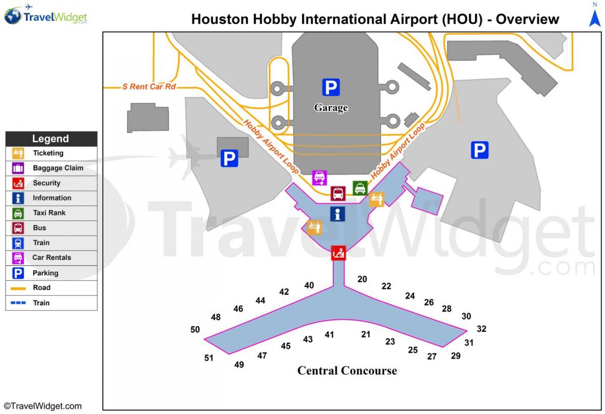 carte de l'aéroport de Houston