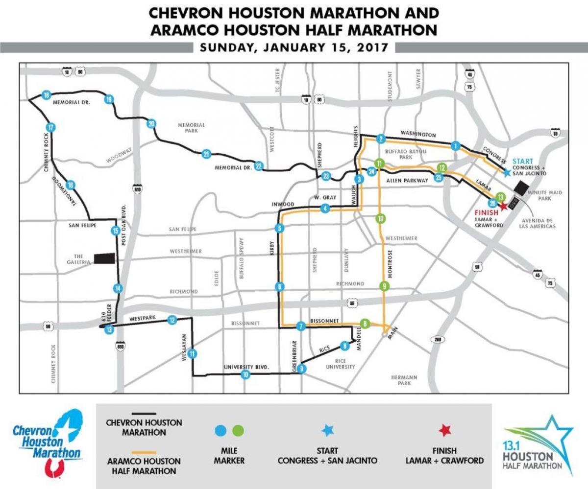 la carte de Houston marathon