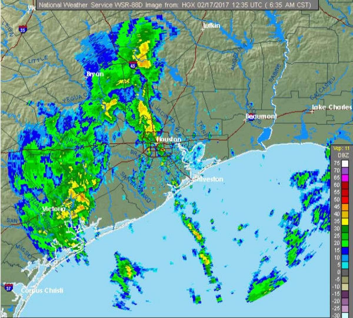 la pluie de la carte de Houston