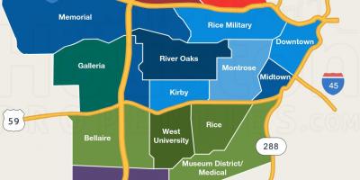 La carte de Houston quartiers