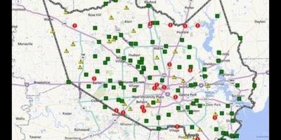 Carte des zones inondées à Houston