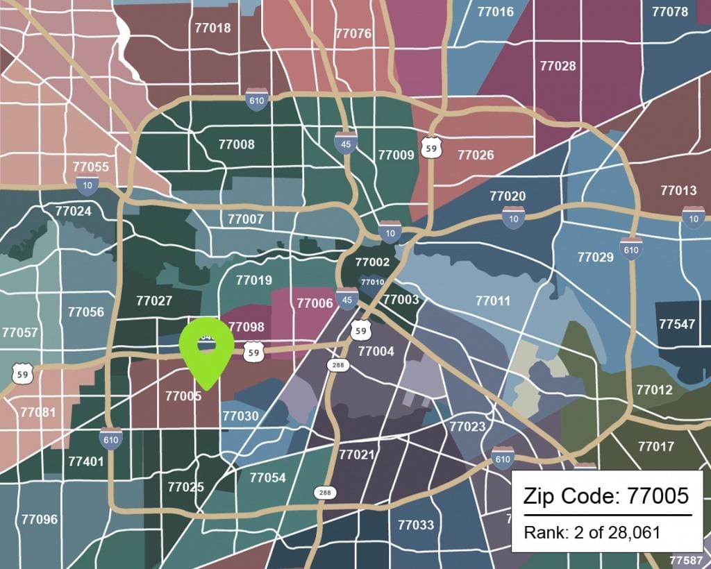 la clé de la carte de Houston