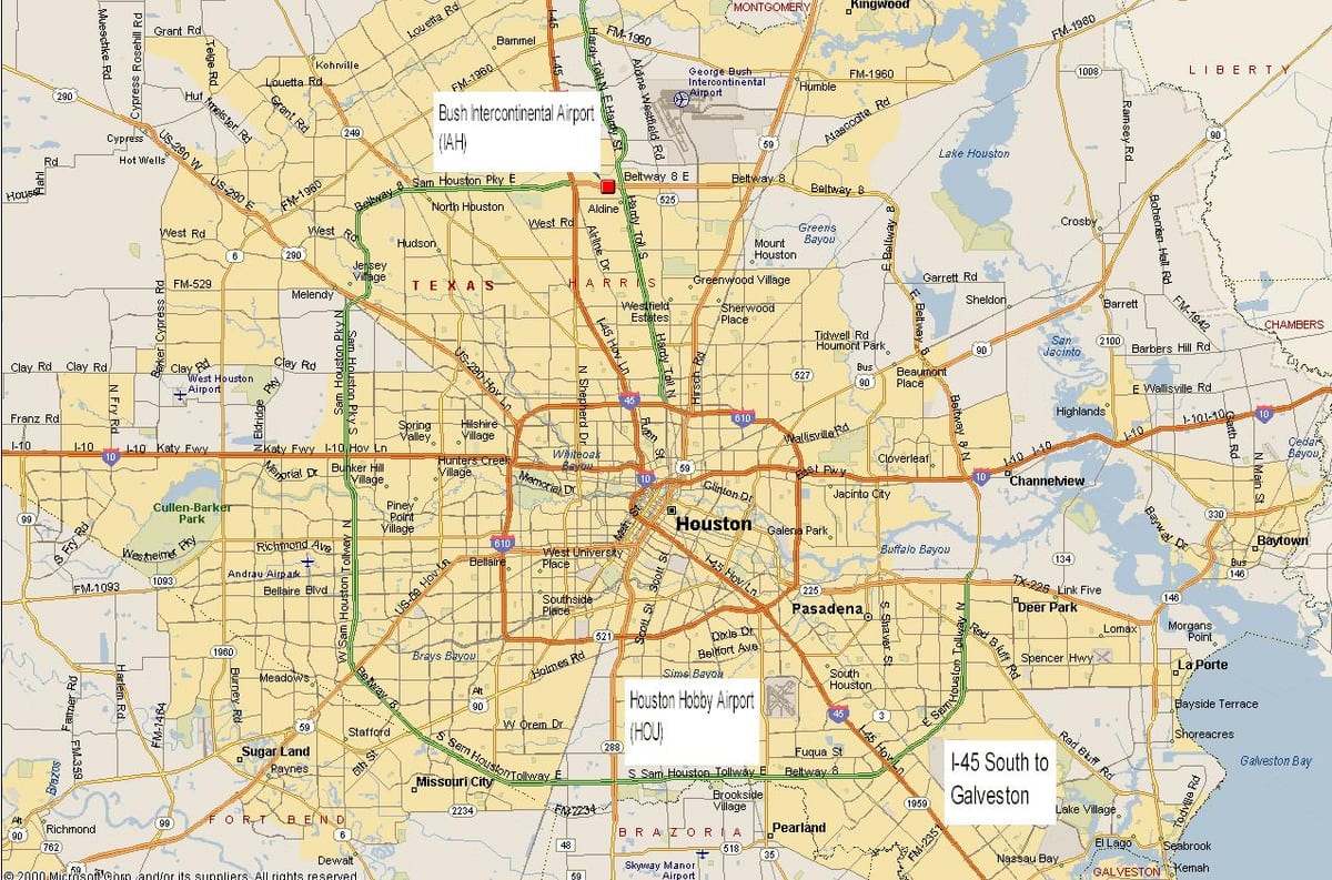 la carte de Houston zone de métro