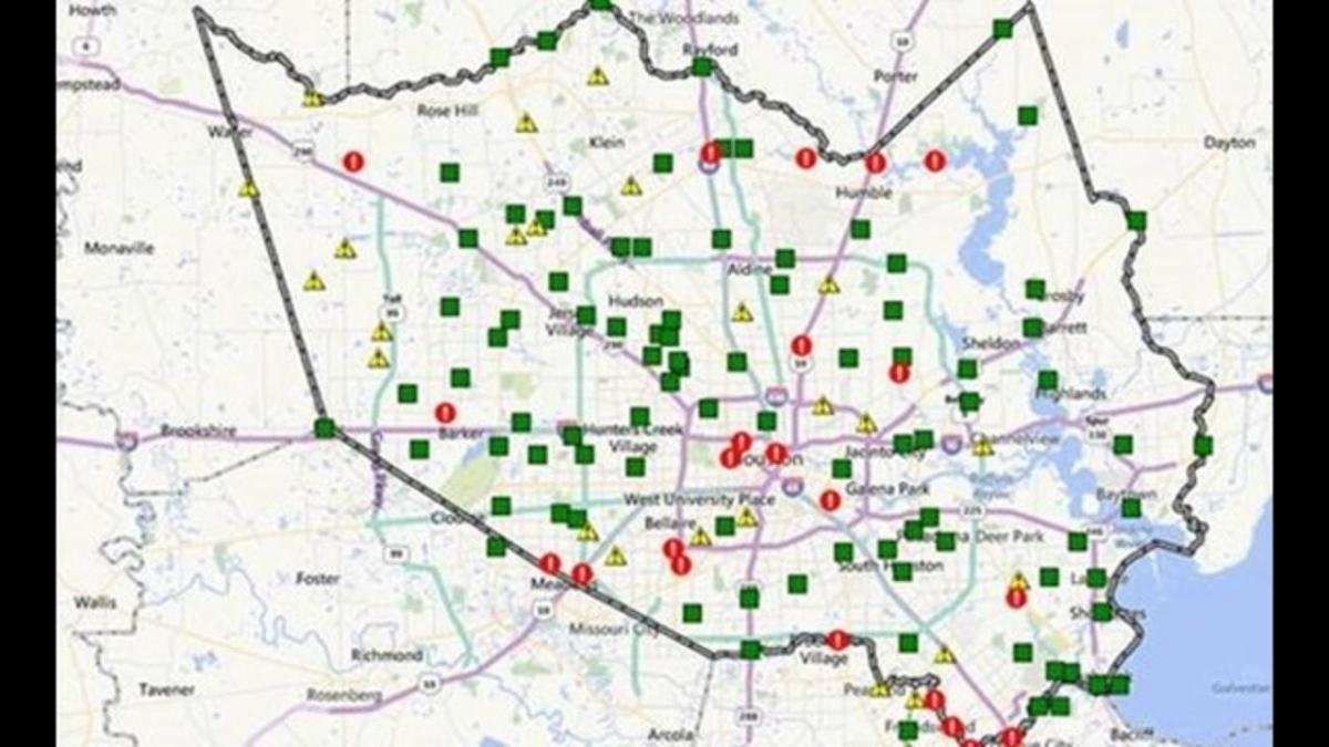 carte des zones inondées à Houston