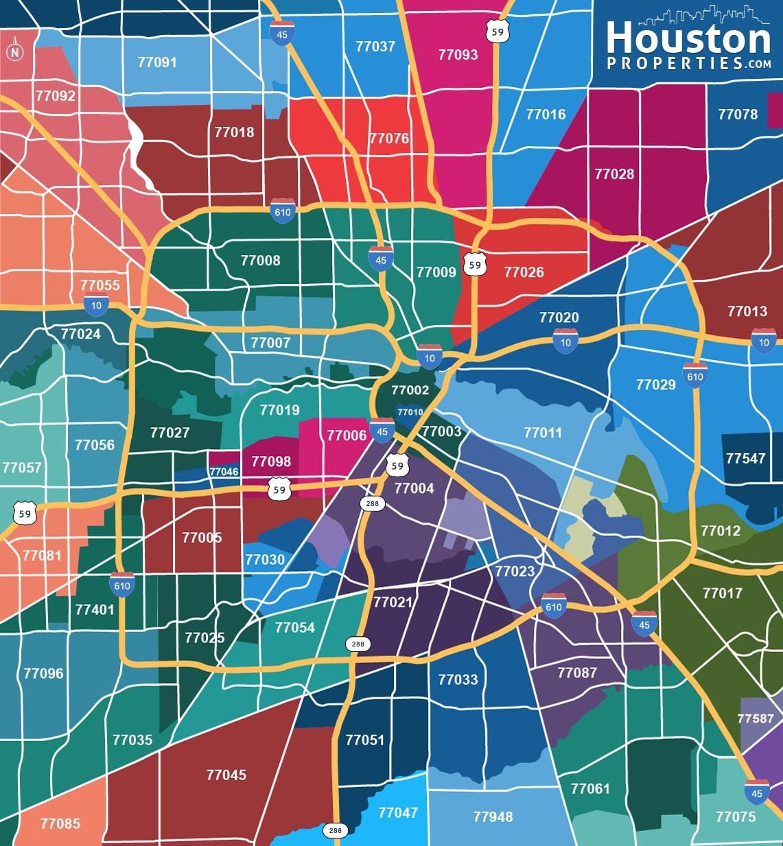 la carte de Houston au texas