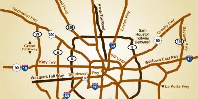 La carte de Houston autoroutes